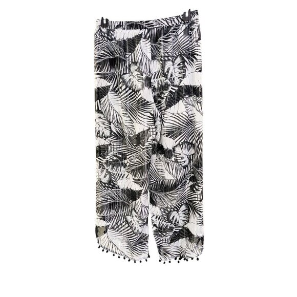 Club Z Collection Wide Leg Pull On Beach Pant Sheer Cover Up Size XL Black White - Picture 3 of 6